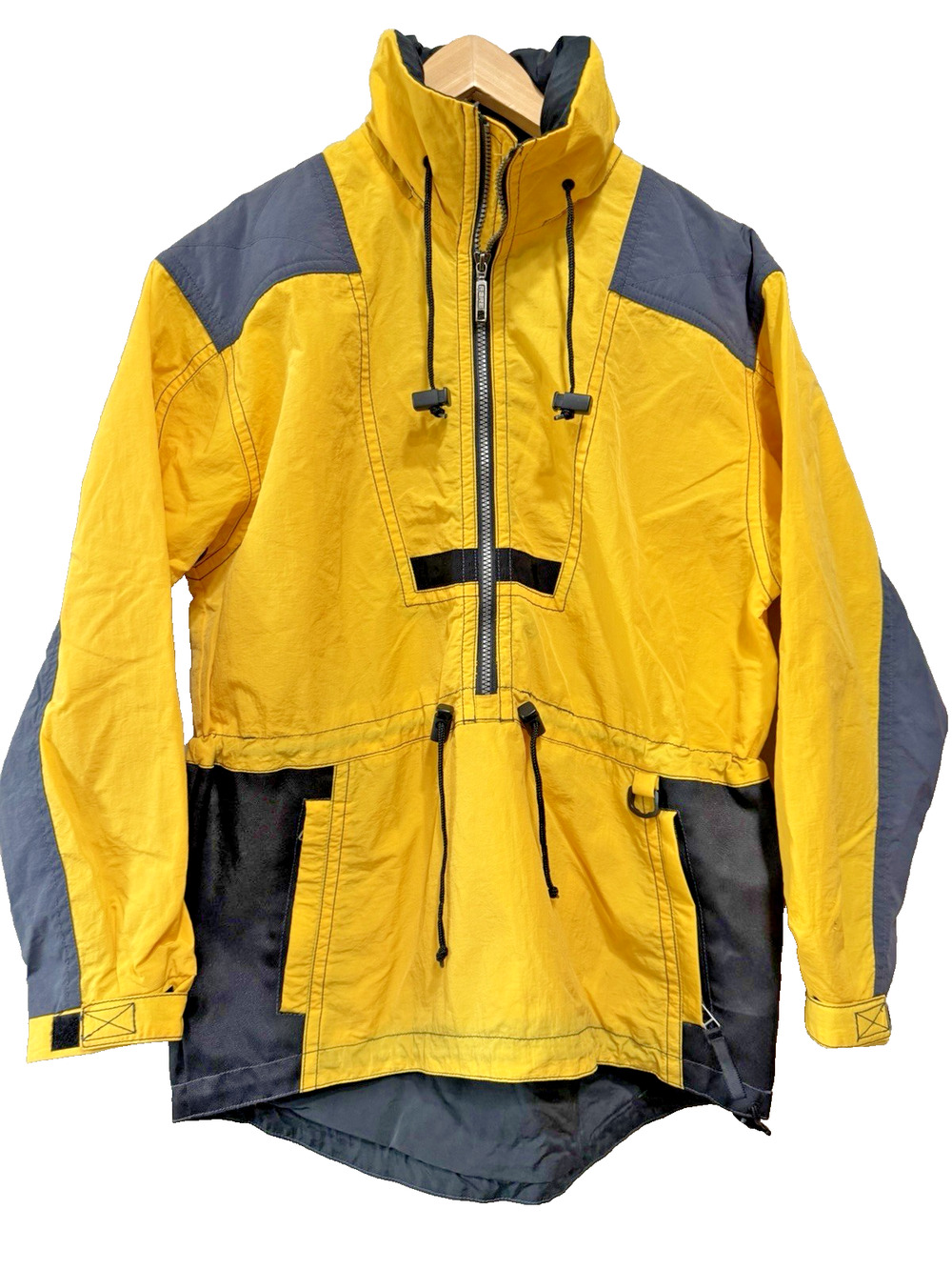 Vintage Fera Teen 14 Colorblock yellow black Pullover Ski Snow Jacket Hoodie